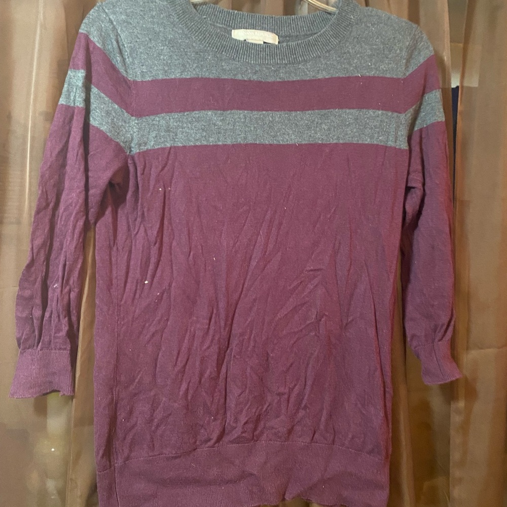 Burgundy and gray cashmere sweater